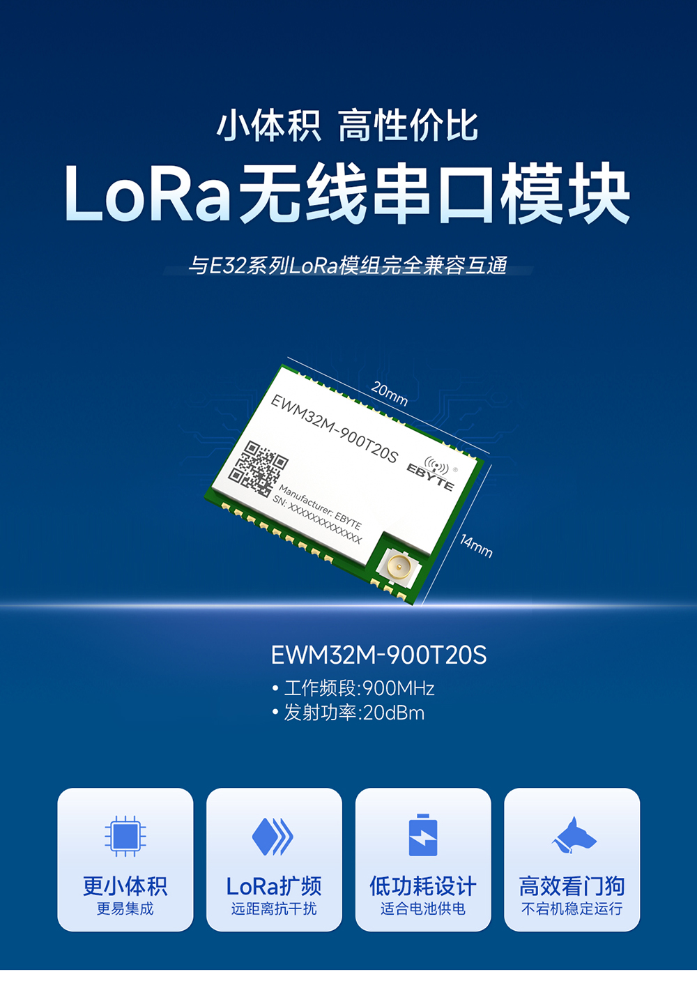 EWM32M-900T20S LoRa無(wú)線串口模塊 (1)