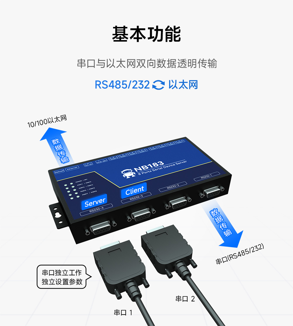 NB183ES-V2 第二代POE受電8串口服務(wù)器 (2)